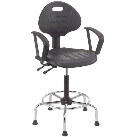 Global Industrial 4 Way Adjustable Stool with Chrome Base & Armrests, Polyurethane 240275